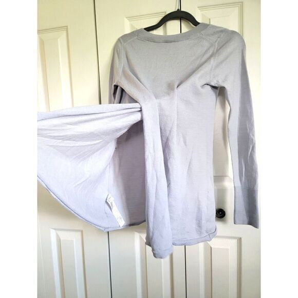 White House Black Market M Wool Blend Pullover Sweater Sz M Lavender Cross Back - Picture 2 of 7